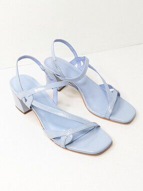 Bernardo Gyoda Heeled Sandals Blue Leather Womens 7